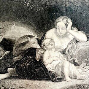 Genevieve Of Brabant Steel Engraving 1859 Victorian Medieval Art DWY5F